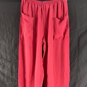 Uoozee Red Wide Leg Pants Elastic Waist Casual Lounge Pants